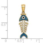 14k 3-D  Blue Enamel Fish Bone Charm - Image 3