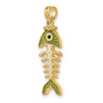 14k 3-D  Green Enamel Fish Bone Charm - Image 5