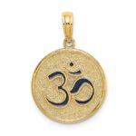 14K Enameled Om Symbol with Lotus Flower on Reverse Charm