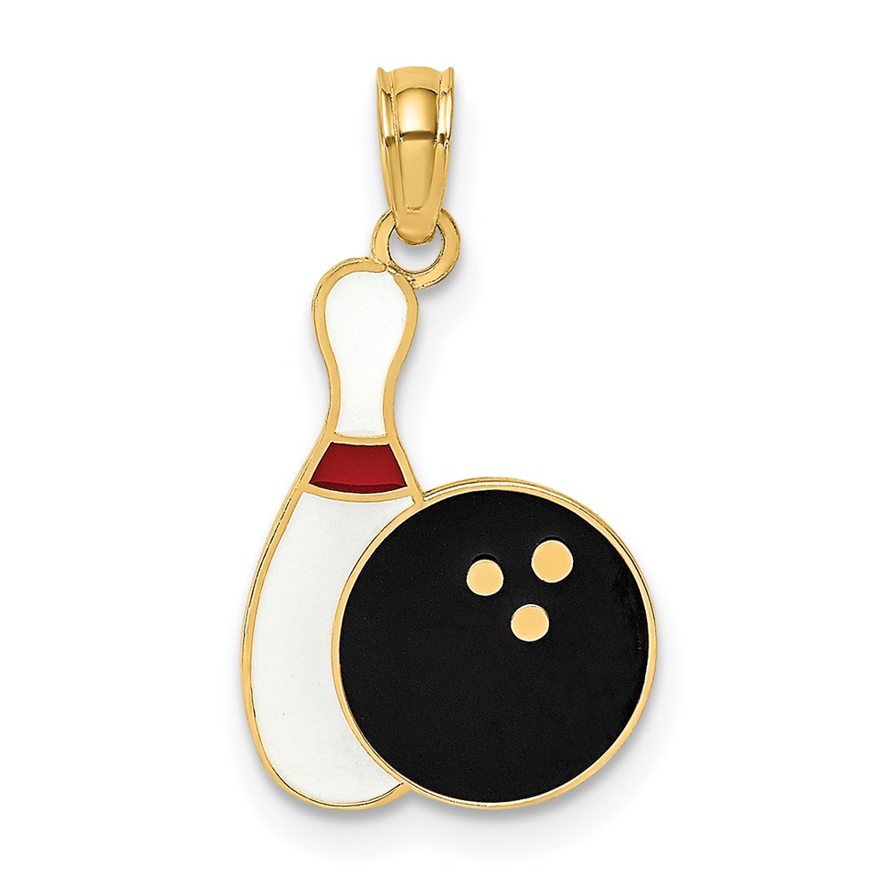 K7066.jpg 14K Multi-color Enamel Bowling Ball and Pin Charm - Image 1