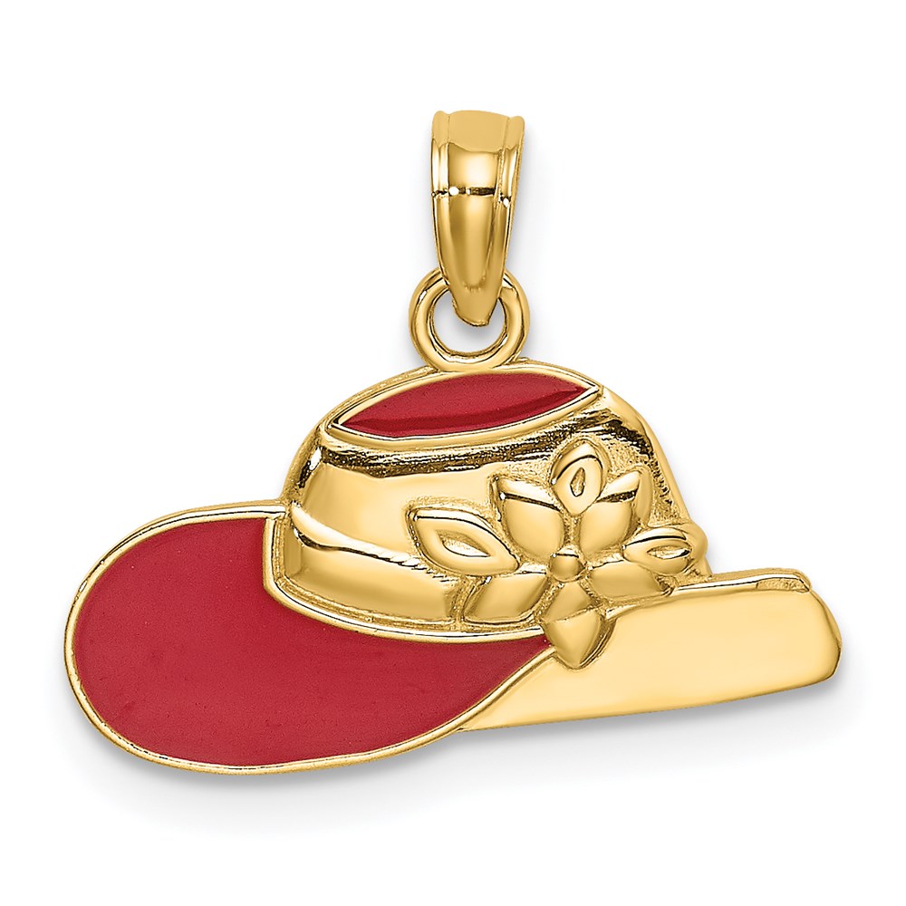 K7076.jpg 14K Polished 2-D Red Enamel Hat Charm - Image 1