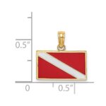 14K Dive Flag with Red and White Enamel Charm - Image 3