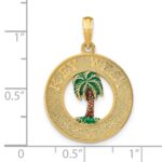 14K KEY WEST Enameled Palm Tree Circle Charm - Image 2