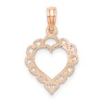 14K Rose Polished Lace Border Heart Pendant - Image 4