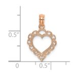 14K Rose Polished Lace Border Heart Pendant - Image 3