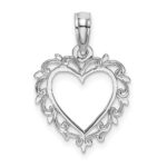 14K White Gold Heart with Lace Border Charm