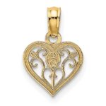 14K Polished Filigree Heart Pendant - Image 4