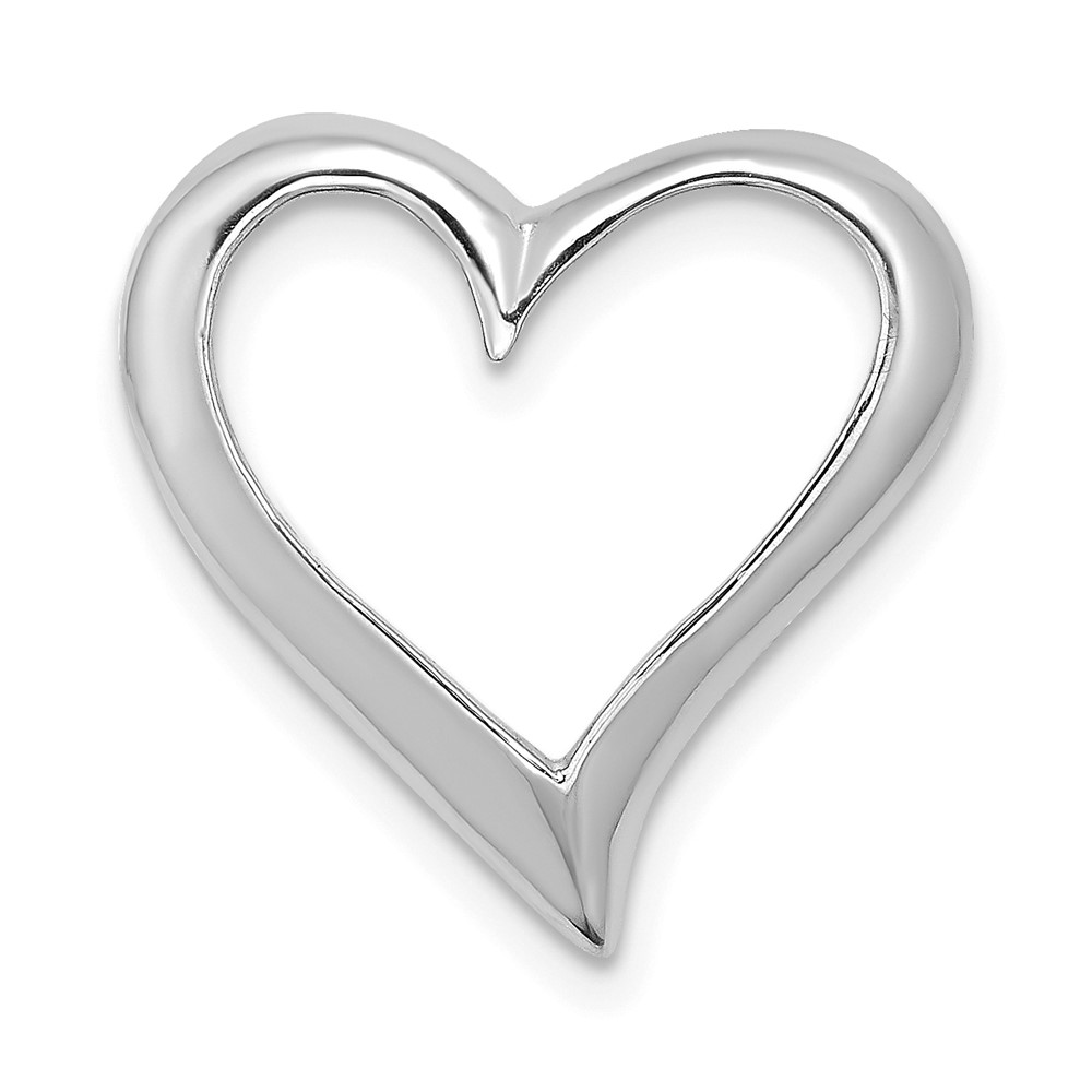 K7116W.jpg 14K White Gold Large Floating Heart Chain Slide - Image 1