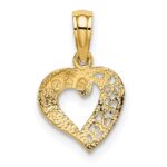 14K Open Filigree Mini Heart Charm - Image 4