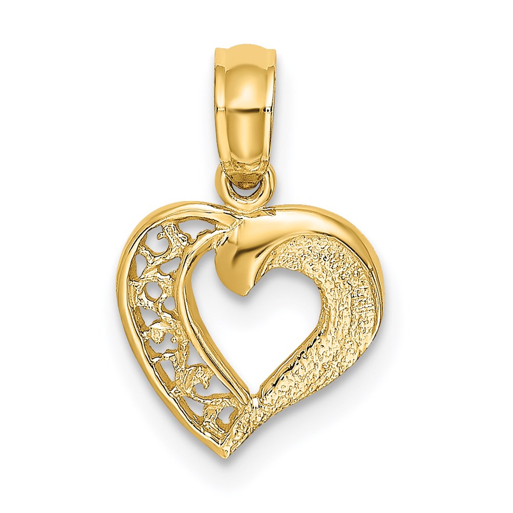 K7123.jpg 14K Open Filigree Mini Heart Charm - Image 1