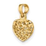 14K 3-D Diamond-cut Mini Puffed Heart Charm - Image 5