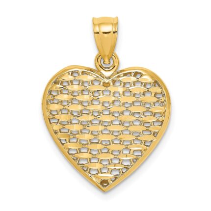 14K 3-D Diamond-cut Puffed Heart Charm