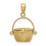 14K 3-D Nantucket Basket with Moveable Lid and Handle Charm