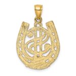 14K Dollar Sign In Horseshoe Charm - Image 4
