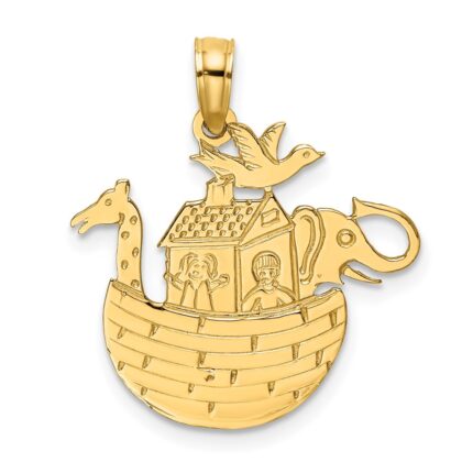 14K Textured Flat Noahs Ark Charm