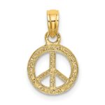 14K Flat Textured Mini Peace Sign Charm