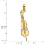 14K Polished Textured Upright Bass Charm - Image 3