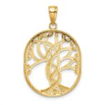 14K Tree of Life Twisted Tree in Oval Frame Pendant - Image 4