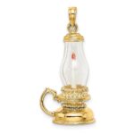 14K 3-D Glass Lantern with Enameled Candle Inside Charm - Image 4