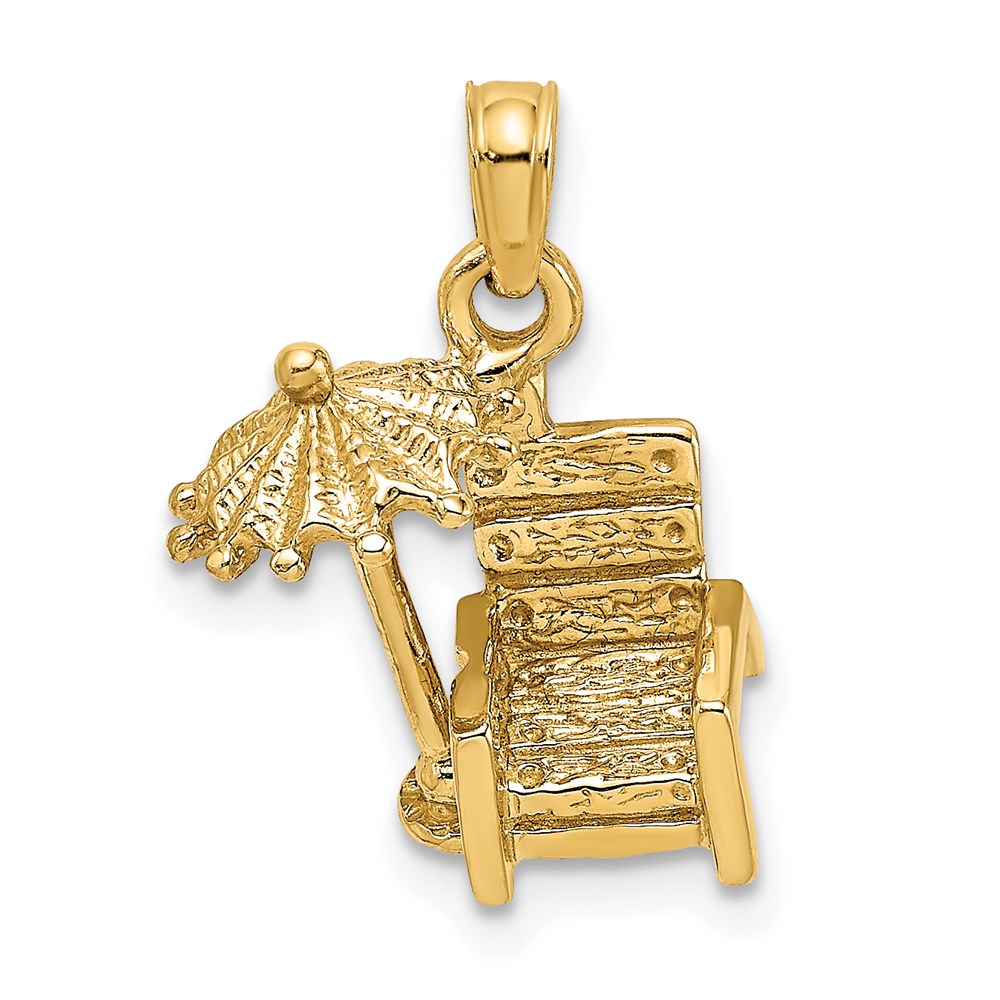 K7204.jpg 14K 3-D Beach Chair with Umbrella Charm - Image 1