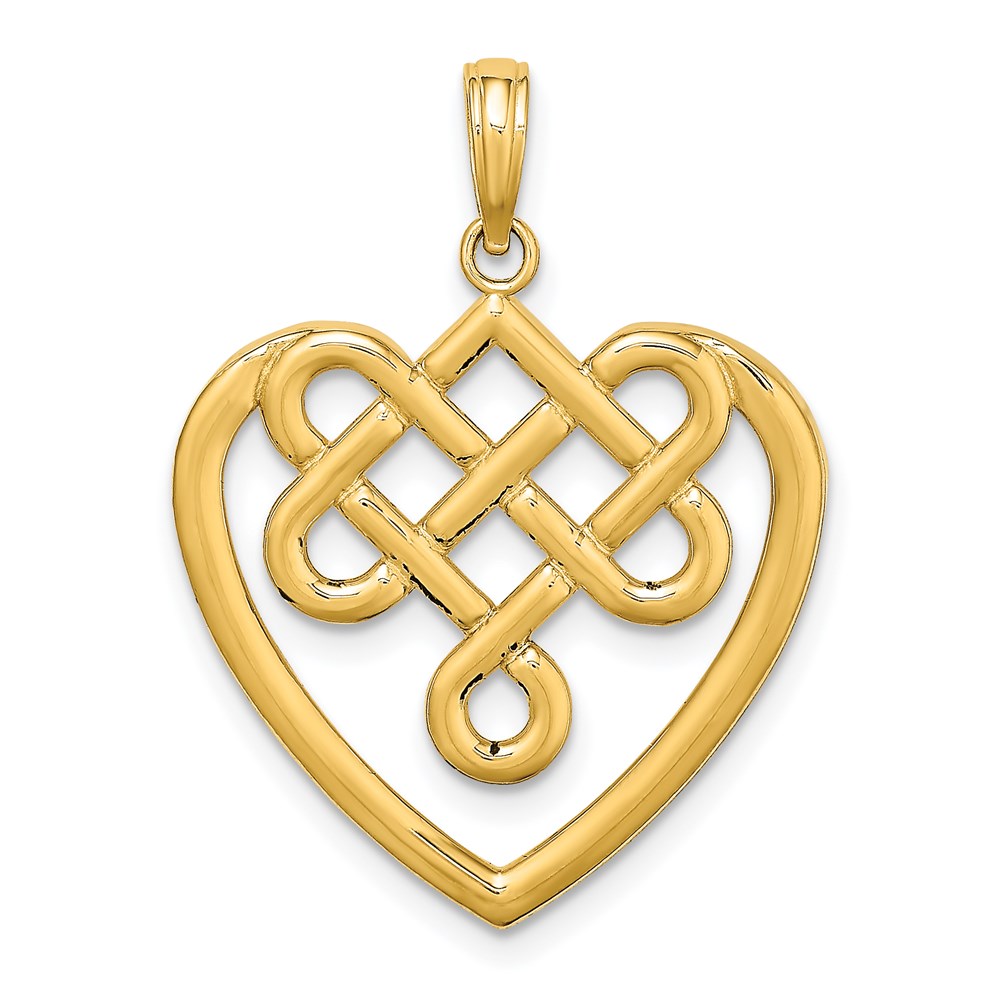 K7209.jpg 14K Large Celtic Knot Heart Charm - Image 1