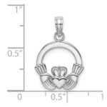 14K White Gold Polished Round Claddagh Charm - Image 3