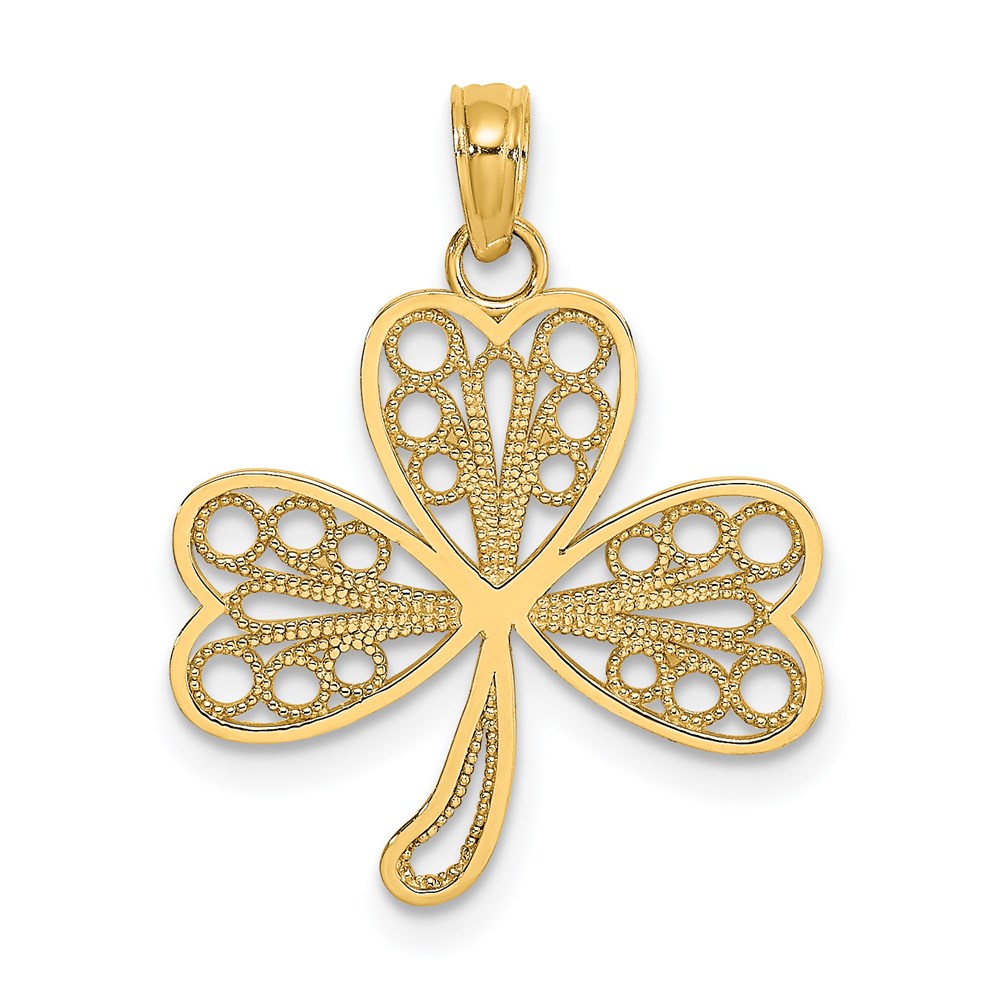 K7242.jpg 14K Filigree 3-Leaf Clover Charm - Image 1