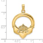 14K  Polished Large Claddagh Heart Charm - Image 3