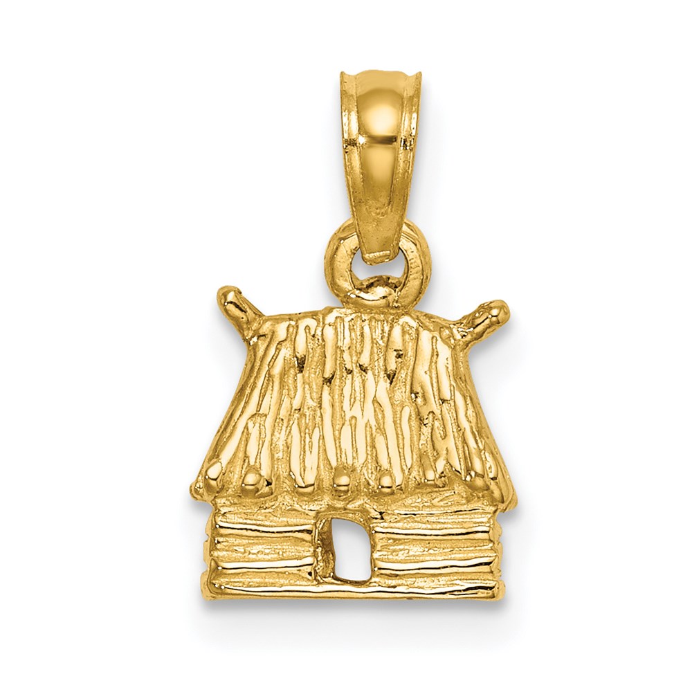 K7249.jpg 14K 3-D Bungalow Island Hut Charm - Image 1