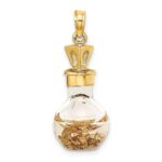 14K 3-D Gold Leaf In Glass Bottle Charm - Image 4