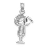 14K White Gold Polished Tropical Drink Charm - Image 4