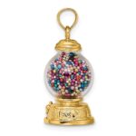 14K 3-D Glass Gumball Machine with Moveable Multi-colored Beads Pendant - Image 2
