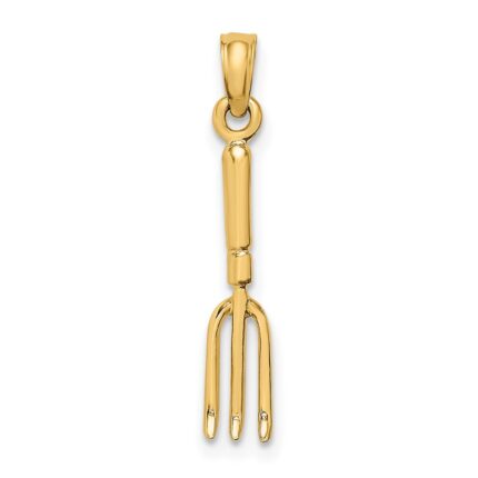 14K 3-D  Fork Garden Tool Charm