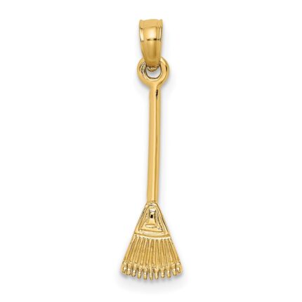 14K 3-D Leaf Rake Garden Tool Charm