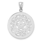 14K White Gold Tribal Star In Round Frame Charm - Image 4