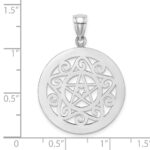 14K White Gold Tribal Star In Round Frame Charm - Image 3