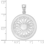 14K White Gold Retro Daisy In Round Frame Charm - Image 3