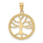 14K Large Tree Of Life In Round Frame Charm