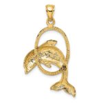 14K Large Polished Dolphin Jumping Through Hoop Charm - Image 4