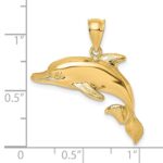 14K 2-D Polished and Textured Dolphin Charm - Image 3