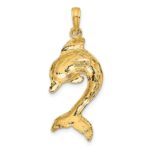 14K 2-D Polished Dolphin Jumping Charm - Image 4