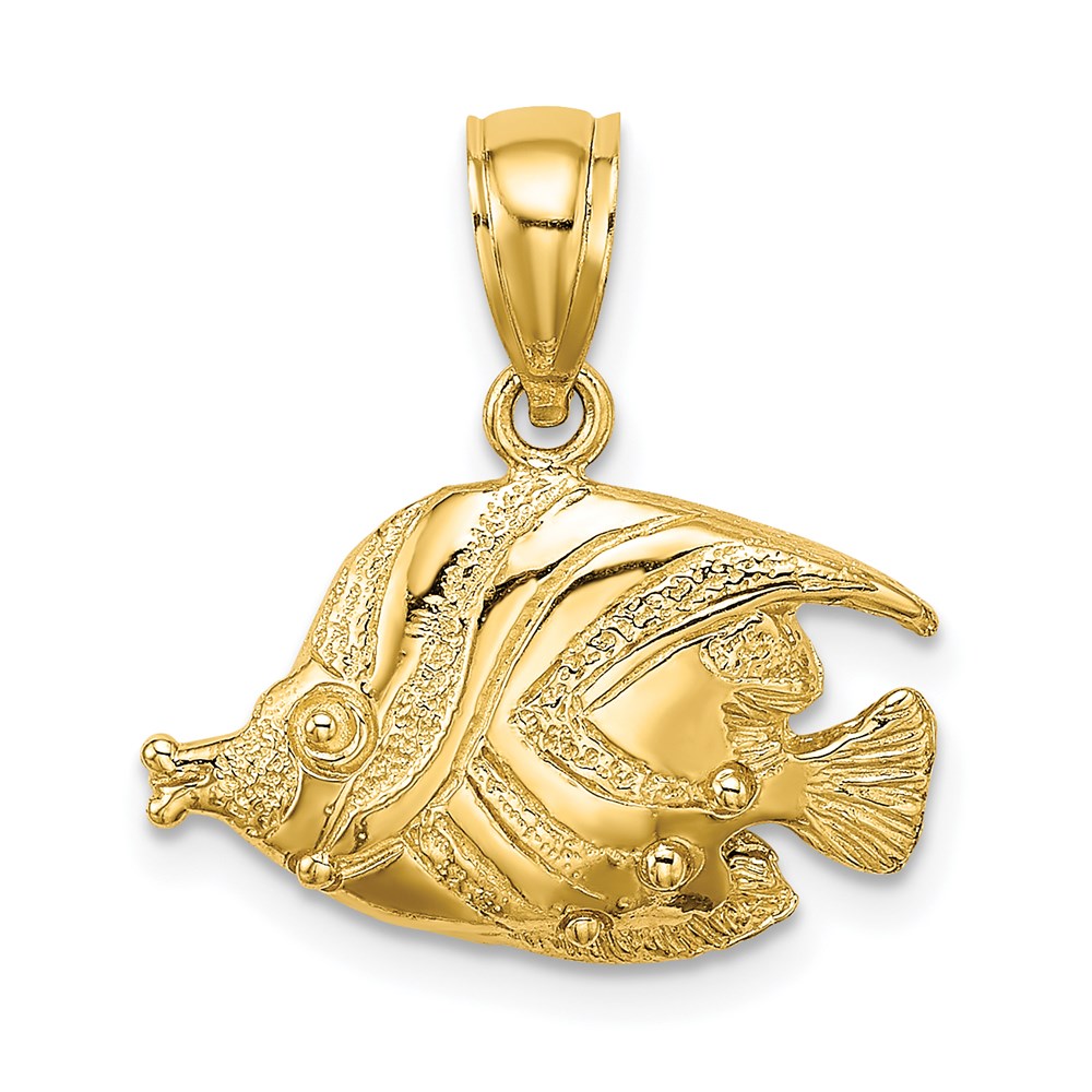 K7424.jpg 14K 2-D Polished Textured Bannerfish Charm - Image 1
