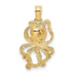 14K Textured Octopus Charm