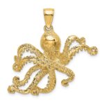 14K Textured Large Octopus Charm