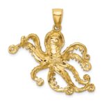 14K Textured Large Octopus Charm - Image 4