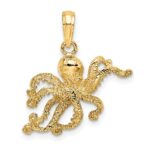 14K Textured Octopus Charm