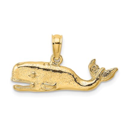 14K 2-D Textured Sperm Whale Charm
