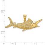 14K Large 2-D Textured Marlin Fish Charm - Image 3