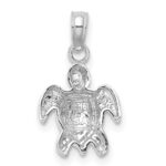 14K White Gold Textured Mini Sea Turtle Charm - Image 4