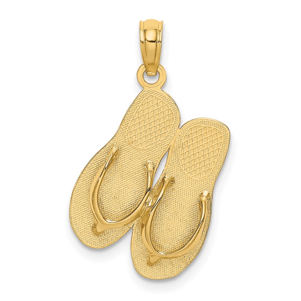 K7450.jpg 14K 3-D Large SEA ISLE Double Flip-flop Charm - Image 1